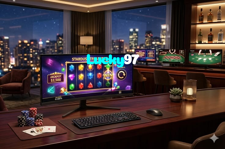 Lucky97 casino presented on mobile device in Pakistan with slots and live games